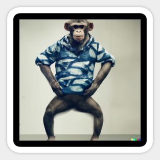 Monkey with Human Clothing Design Funky and colorful Sticker